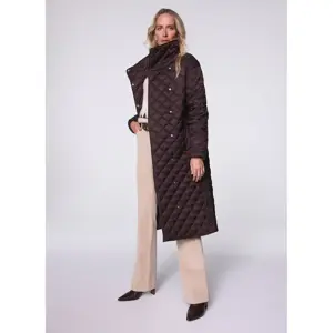 Mint Velvet Brown Quilted Funnel Neck Coat